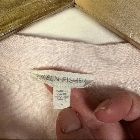 Eileen Fisher 100% Organic Linen Pink Button Down Tunic Top - Picture 4 of 8